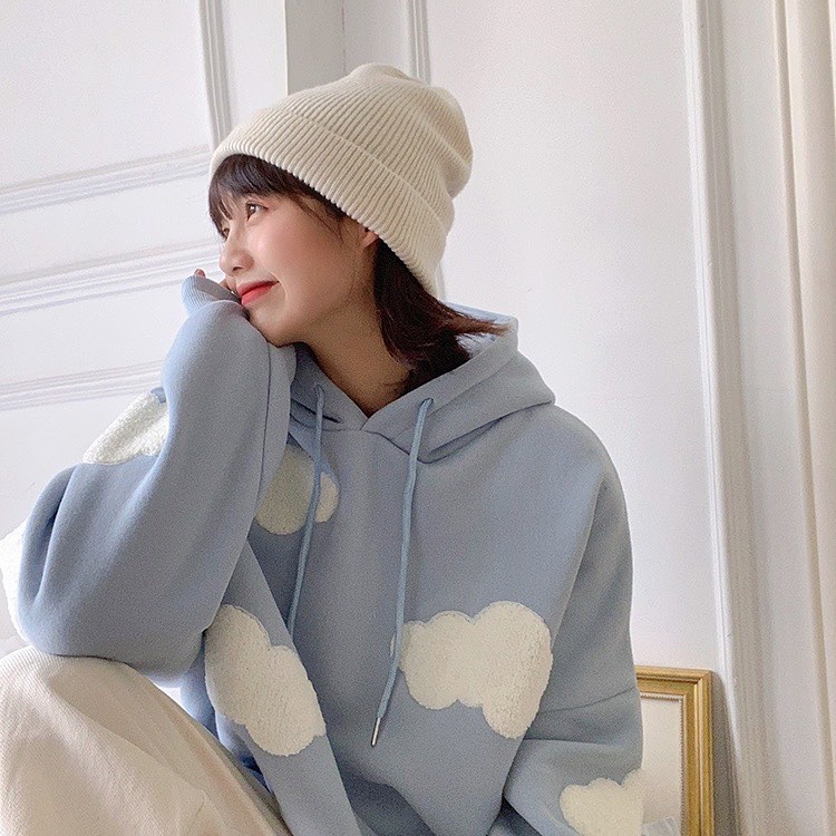 CLOUD MOON SWEATER HOODIE OVERSIZE - SWEATER WANITA BIG SIZE KOREAN STYLE KEKINIAN