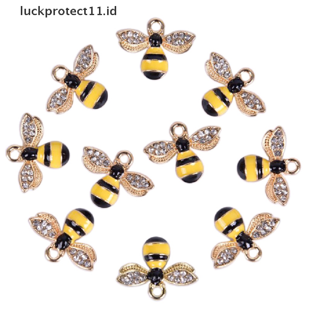 10pcs / Set Liontin Enamel Kristal Honeybee Ch Untuk Membuat Perhiasan