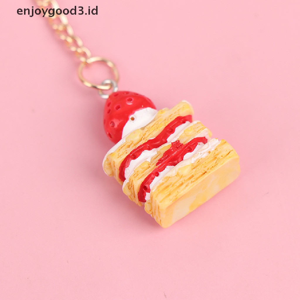 1 Pc Tali Lanyard Dengan Liontin Kue Strawberry Untuk Dekorasi Ponsel