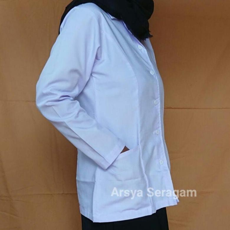 BAJU PUTIH WANITA LENGAN PANJANG SERAGAM KERJA KANTOR UNTUK ASN/DINAS/MAGANG/PPL/GURU/BIDAN/PERAWAT/