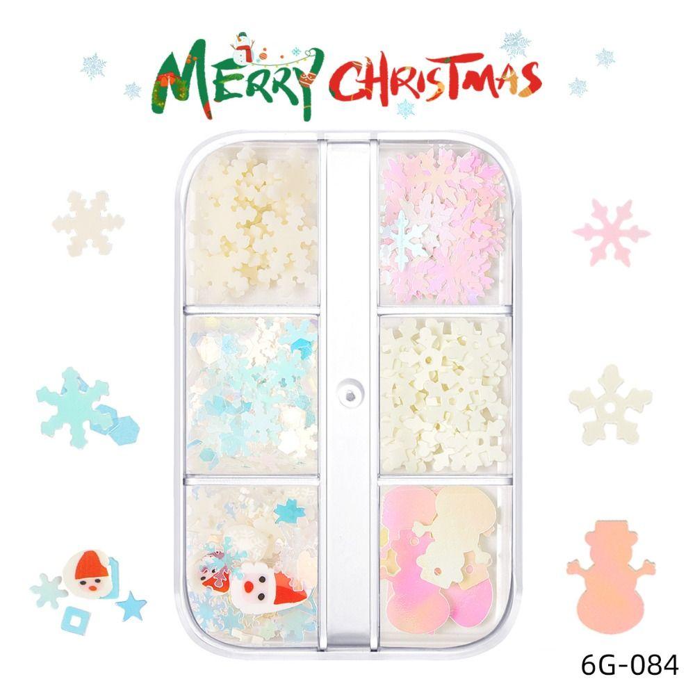 Mxbeauty Natal Dekorasi Nail Art Glitter Warna-Warni Kawaii Manicure Desain Wanita Snowflake Santa Claus Xmas Hadiah Gadis Irisan Lembut