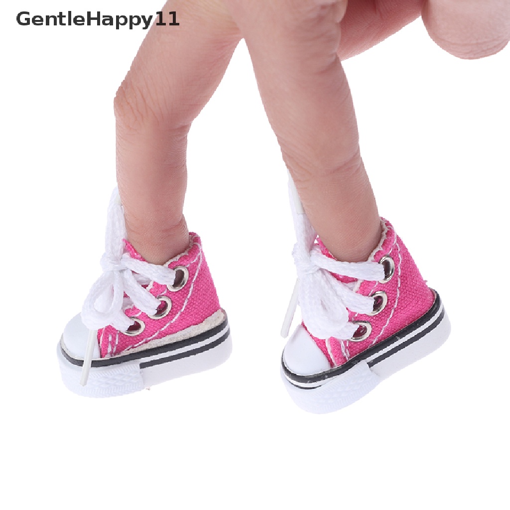 Gentlehappy 3.5cm Sepatu Jari Mini Kanvas Mainan Boots Lucu 1per6 Sepatu Boneka Skateboard Shoe id