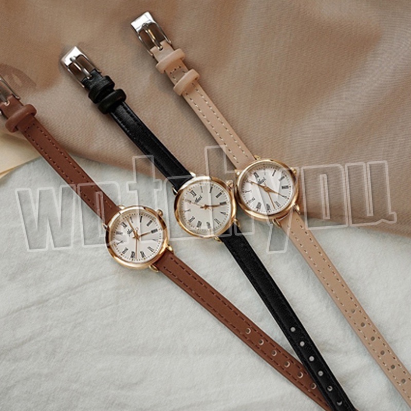 Jam Tangan Wanita A0189  Art Simple Pu With Roman Scale Small Quartz Watches