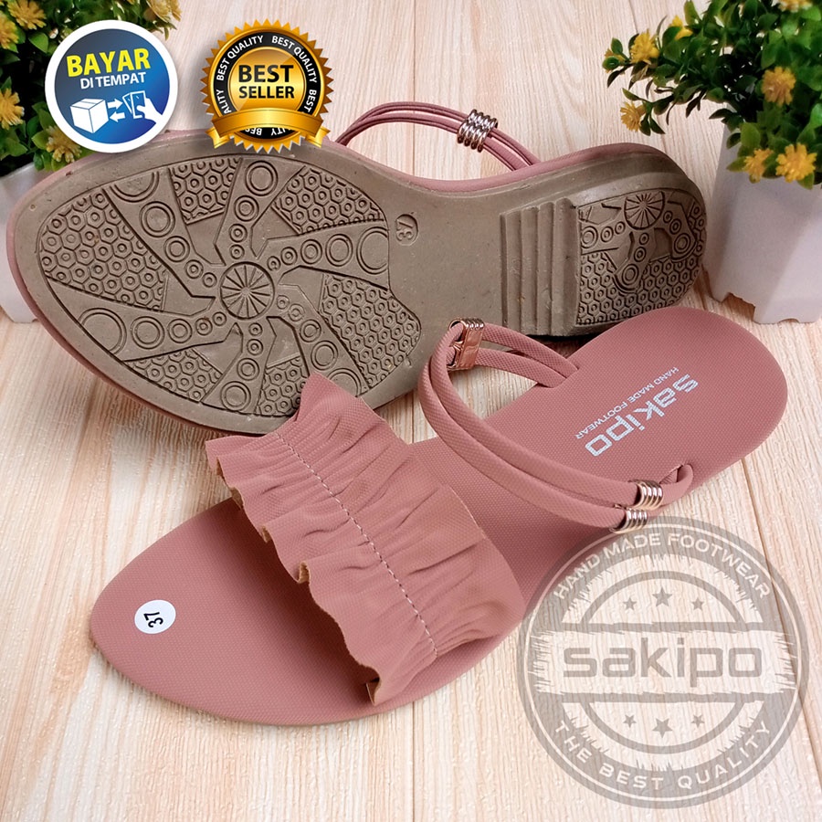 PROMO BIG SALE 12.12 !! SANDAL WANITA DEWASA SLOP KERUT TALI BELAKANG CANTIK NYAMAN DIPAKAI / SANDAL REMAJA SLOP KERUT LED TRENDI KEKINIAN MURAH LEMBUT DI KAKI / SAKIP0