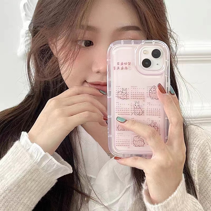 Soft Case Silikon TPU Transparan Motif Kelinci Pink Untuk IPhone 14 13 11 12 Pro XS Max XR X 8 7 6S Plus