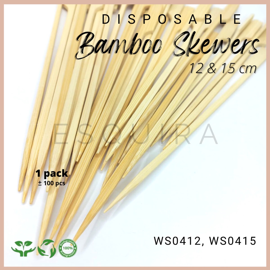 Disposable Bamboo Skewers / Tusuk Sate Jepang 12 Cm / 15 Cm / 100 Pcs / WS0412,WS0415