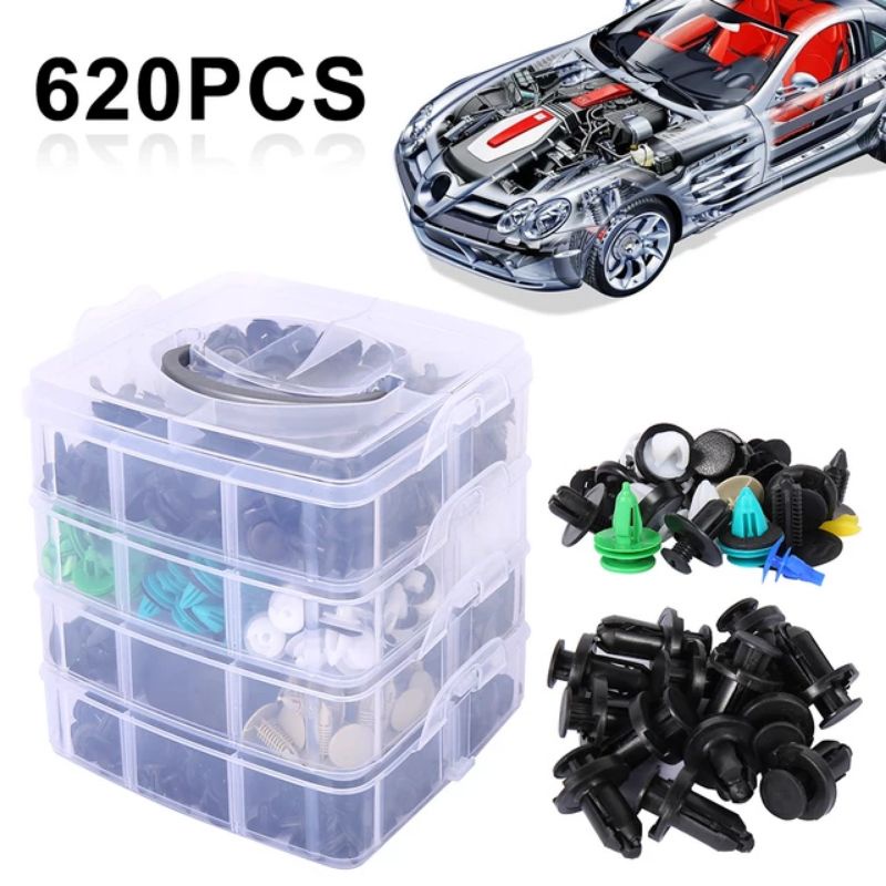 Ready 620Pcs/set Klip Mobil Hibrida Pengikat Pintu Trim Pintu Bemper Otomatis Bumper Rivet Retainer