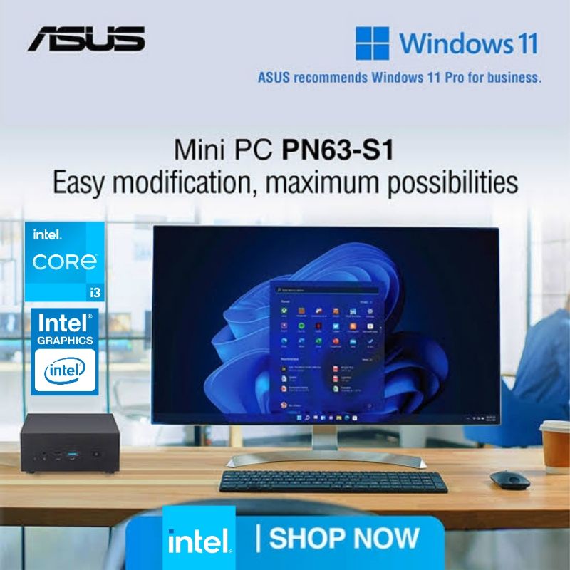 ASUS Mini PC PN63 Core i3 + NVME 512GB + DDR4 16GB