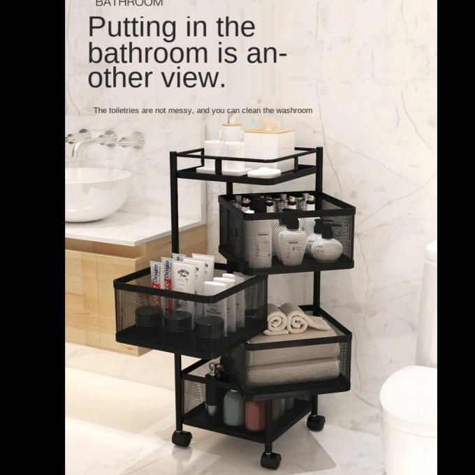 Rak Dapur Kamar Mandi Serbaguna / Rak Troli Susun Putar Rak Besi Susun