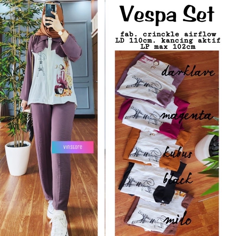 VESPA SET/SETELAN CRINKLE TERBARU MOTIF VESPA