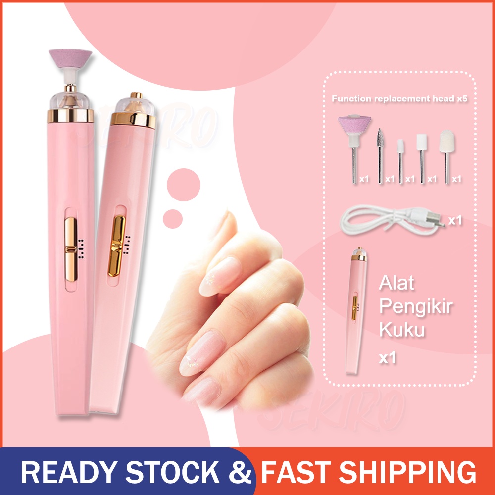 Alat Pengikir Kuku Set Manikur 5 In 1 Kikir Kuku Dengan Lampu LED Perawatan Pengkilap Kuku Kit Nail Polisher USB