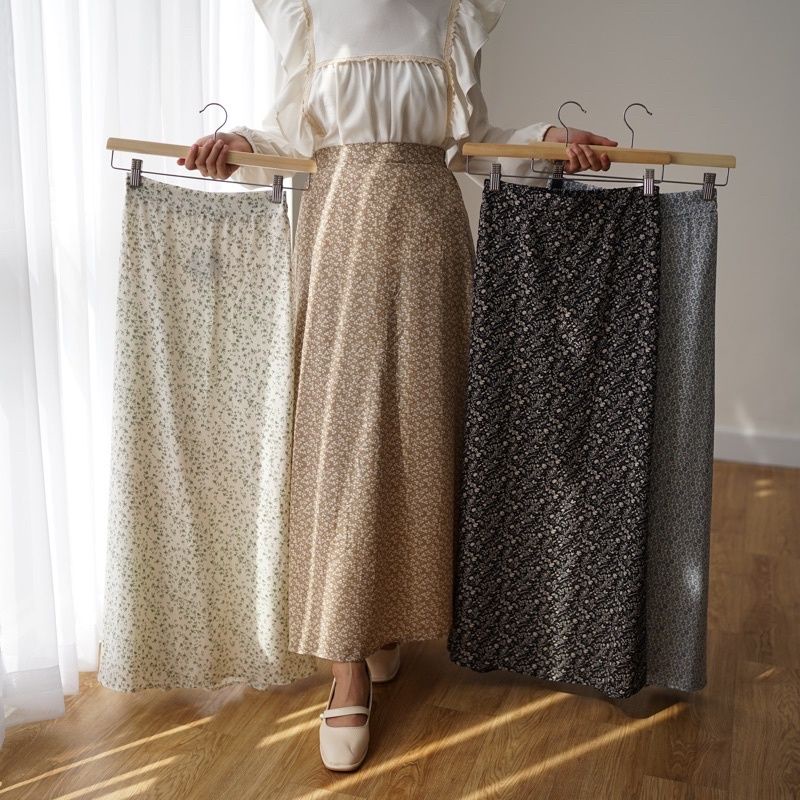 FLORAL SKIRT / ROK MOTIF BUNGA / ROK DAILY KOREAN STYLE / LILY FLORAL VINTAGE SKIRT / ROK BUNGA / ROK FLORA SKIRT / KOREAN SKIRT POLKA