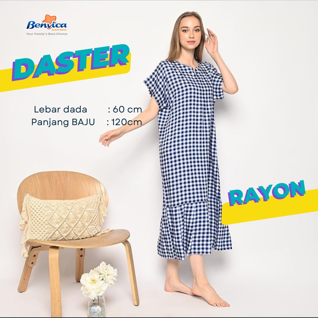 BAJU TIDUR DASTER LONG RAYON ALL SIZE M FIT XL  BUSUI ADEM BANYAK MOTIF PJD