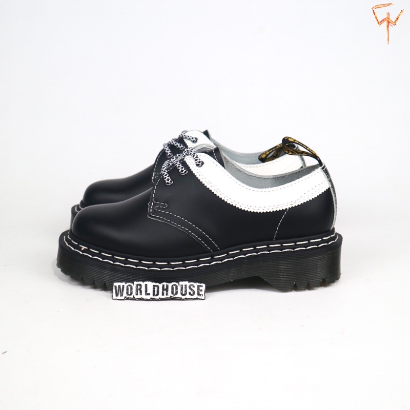 Dr martens 1461 bex ds black smooth white 3 hole