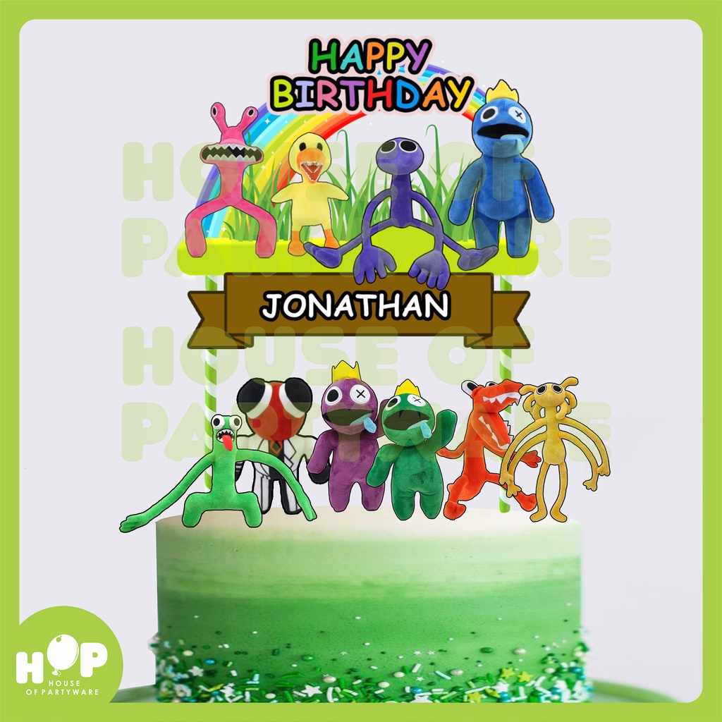 Cake Topper RAINBOW FRIENDS ROBLOX bisa Custom Nama / Hiasan Kue Ulang Tahun