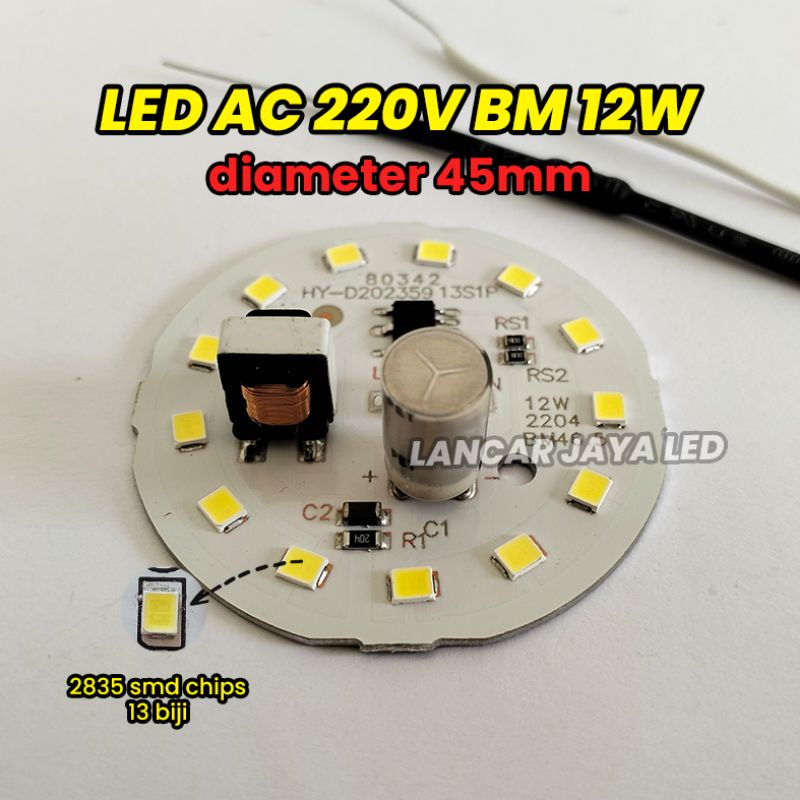 PCB LED AC BM 12W Sparepart Lampu