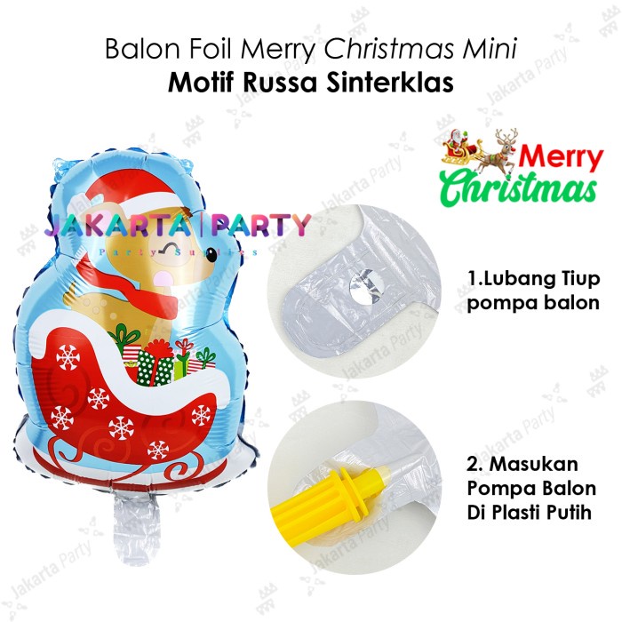 Balon Foil Kereta Rusa Mini / Balon Foil Natal / Balon Foil Xmas