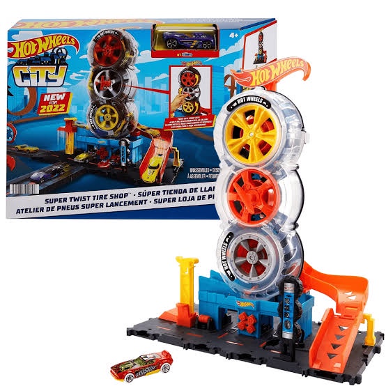 HOT WHEELS CITY SUPER TWIST TIRE SHOP TRACK BUILDER