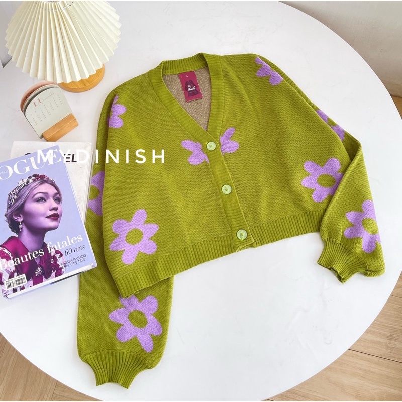 Loly Oversize Cardy - Cardigan Wanita Motif Flower