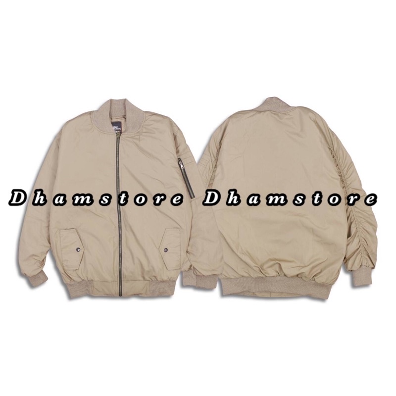 WOLV Jaket Bomber Polos Premium Jaket Parasut Jaket Outdoor Cream