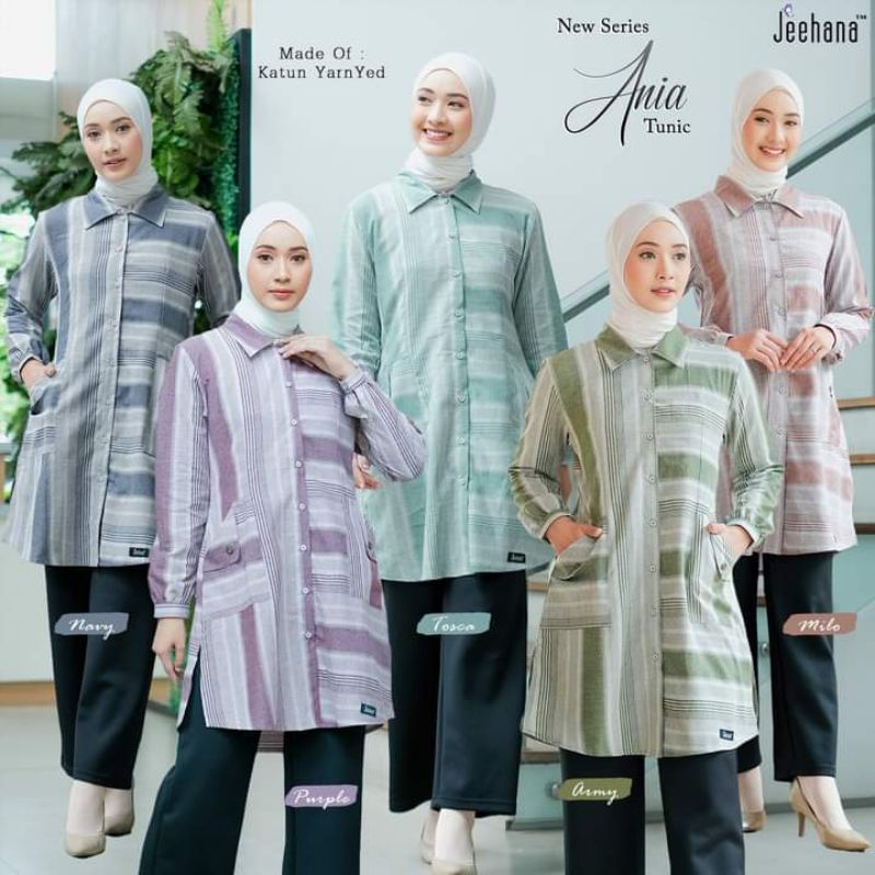 BEST SELLER/TUNIC ANIA NEW SERIES BY JEEHANA/TUNIK MOTIF GARIS/ATASAN MUSLIM
