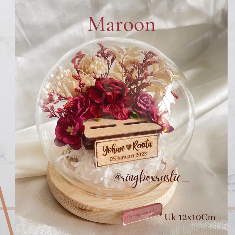 Glass Dome Ring Rustic Flower Preserved Cincin