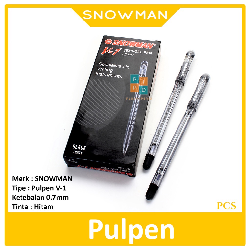 

SNOWMAN - Pulpen Ball Pen V-1 Hitam - Pcs
