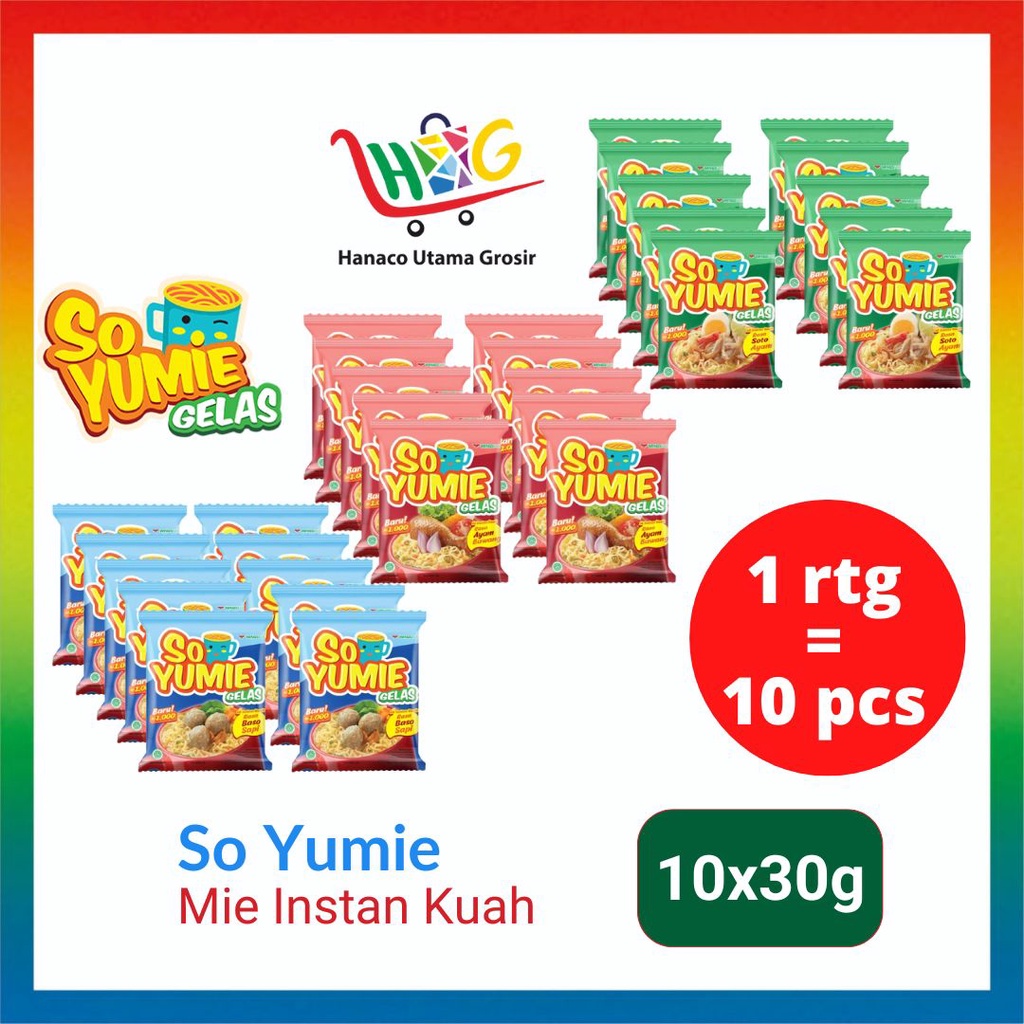 So Yumie Gelas Ayam Bawang / Baso Sapi / Soto Ayam 10x30g [ 1 RTG ]