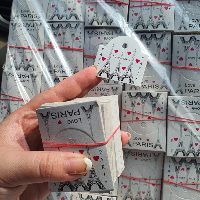 144 Pcs Kertas Label Gantungan Aksesoris Jepit Plastik Hang Tag Produk
