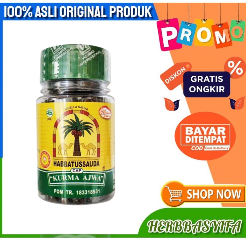 Habbatussauda Cap Kurma Ajwa, isi 120 kapsul  Habbasyi Oil/habbatussauda original