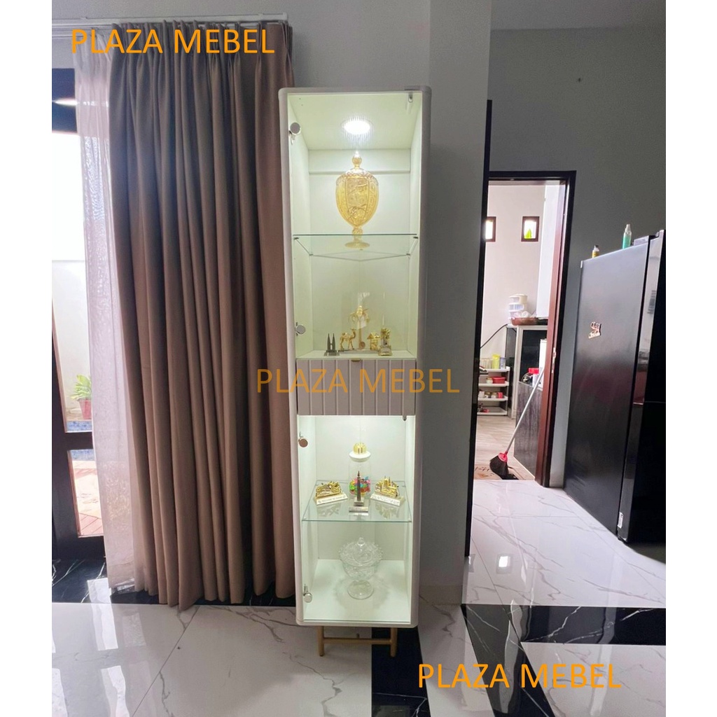 Lemari Hias / Rak Kaca Display Pajangan / MUNICH LH50 Putih Kecil