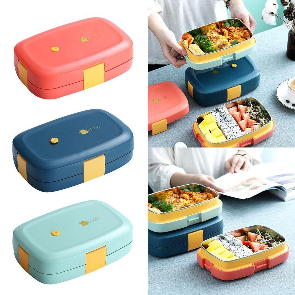 Top Lunch Box Piknik Camping Persegi Panjang Grid Untuk Siswa Pekerja Kantor Wadah Makanan