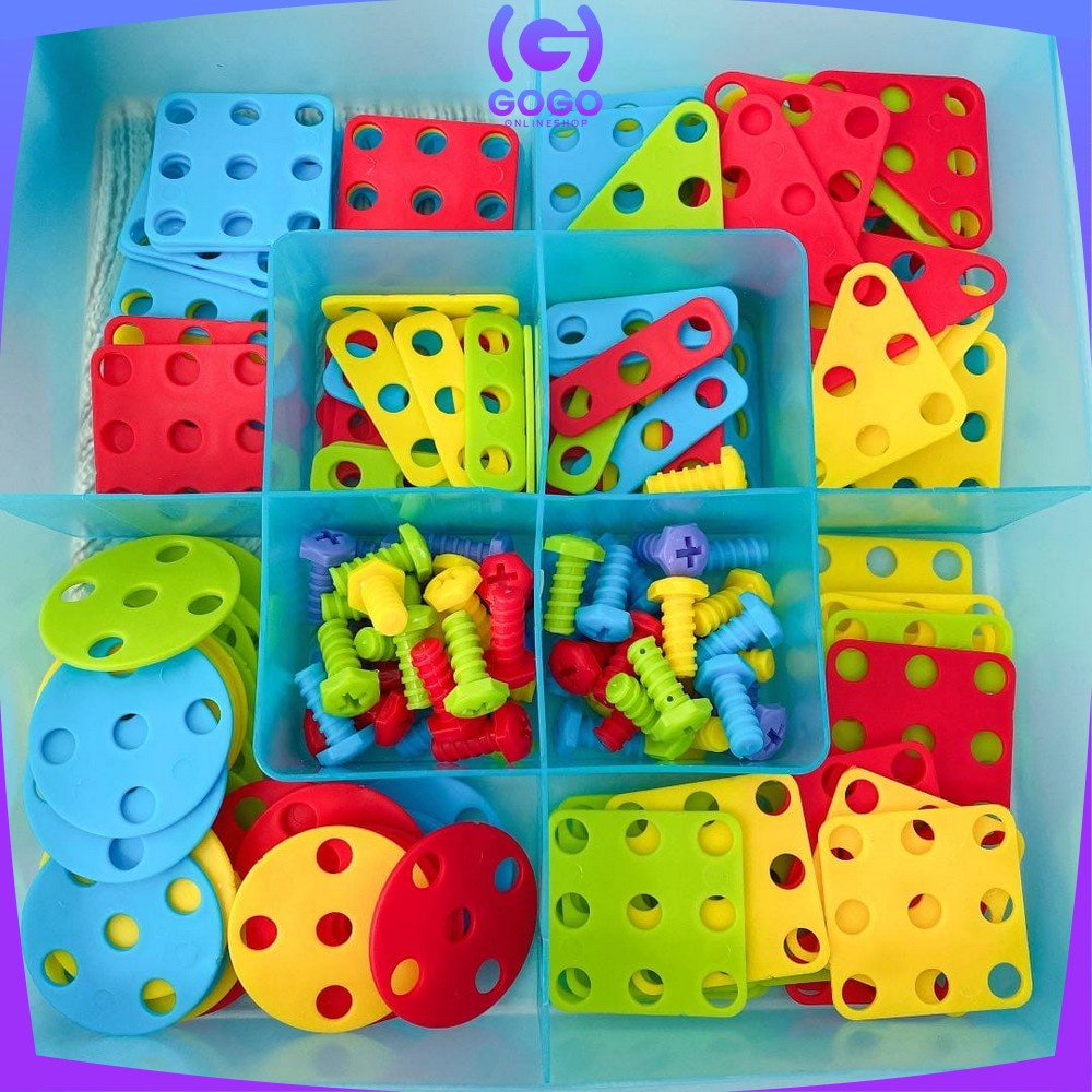 GOGO-M41 Mainan Edukasi Anak Creative Puzzle DIY Bor Obeng Sekrup 180PCS Mainan Block Susun Baut