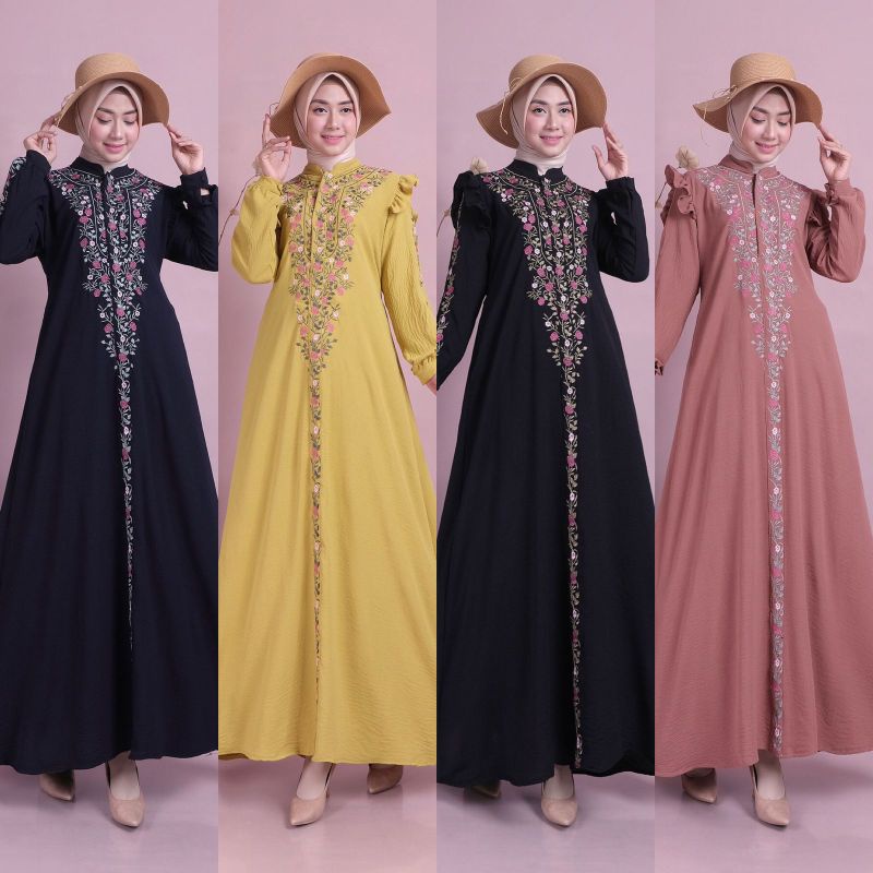 Gamis Crinkle Airflow Import Bordir Kualitas Premium