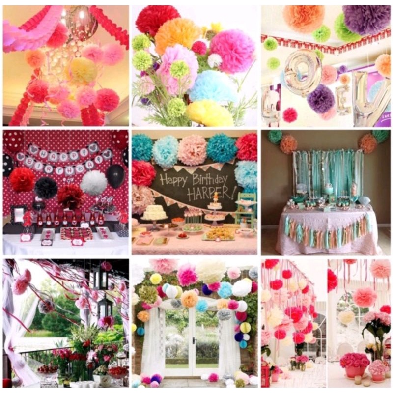 Pompom Kertas 25cm Pompom Paper Tissue Pompom Tissue Paper