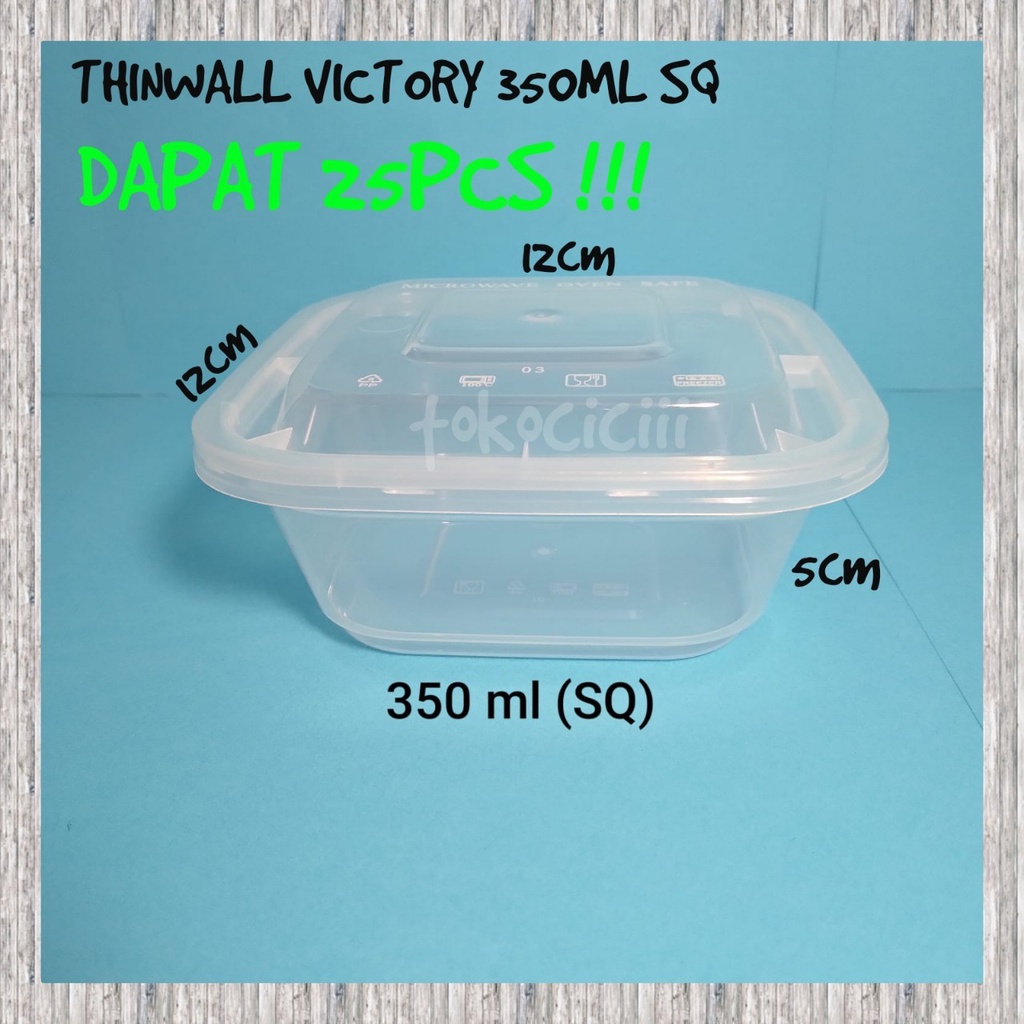 Thinwall food container 350ml kotak SQ/ Cup salad 350ml / Cup puding / Dessert box /