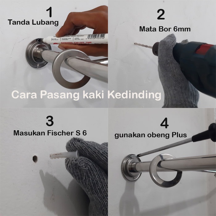 Rak Gantungan Baju Dinding Stainless Steel 100 cm , 2 baris
