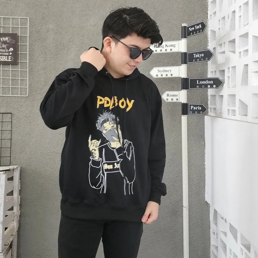 Hoodie Hitam Pdboy Atasan Pria Wanita Remaja Model Simple