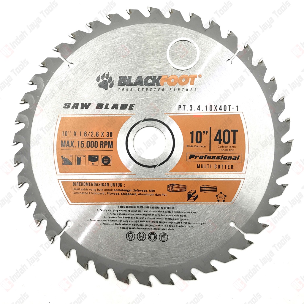 BLACKFOOT TCT Saw Blade 10 Inch x 40T Mata Pisau Potong Kayu Circular