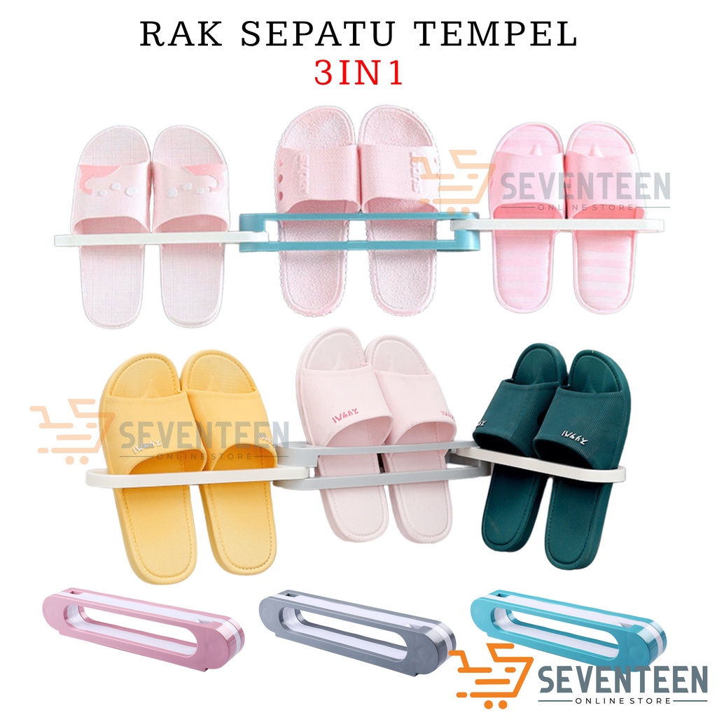 SEVENTEEN TEMPAT GANTUNGAN SEPATU 3IN1 RAK SEPATU TEMPEL DINDING MULTIFUNGSI TEMPAT SENDAL SEPATU TEMPEL SHOE RACK