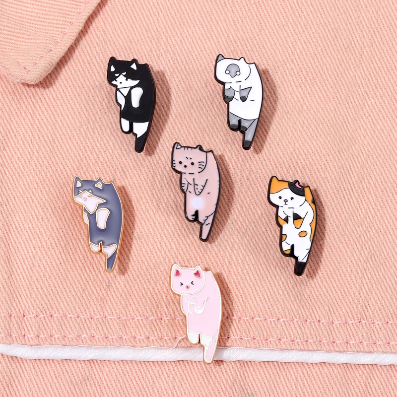 Bros Pin Enamel Bentuk Kartun Hewan Kucing Bahan Metal Untuk Hadiah Anak