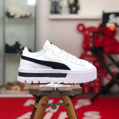 Puma Mayze Leather Trainers &quot;White Black&quot;