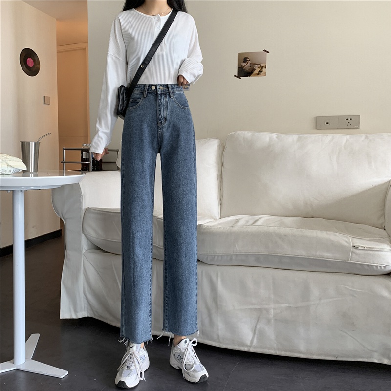 Rawis Highwaist Straight Celana Jeans Wanita Dua tombol / Good Sister Jeans