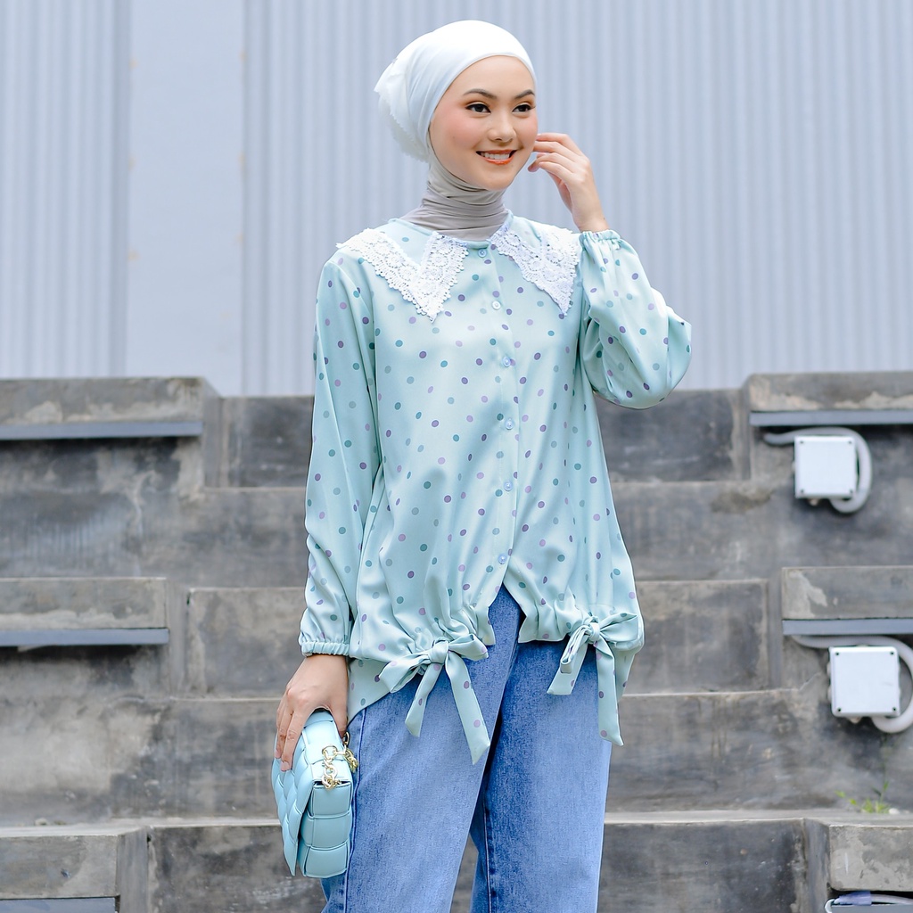 NUNA Hira Top | kemeja blouse atasan wanita motif busui