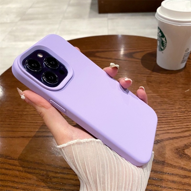 Soft Case Silikon Warna Ungu Muda Dengan Logo Untuk Iphone 13 12 11 Pro X Xs Max 6s 7 8 Plus