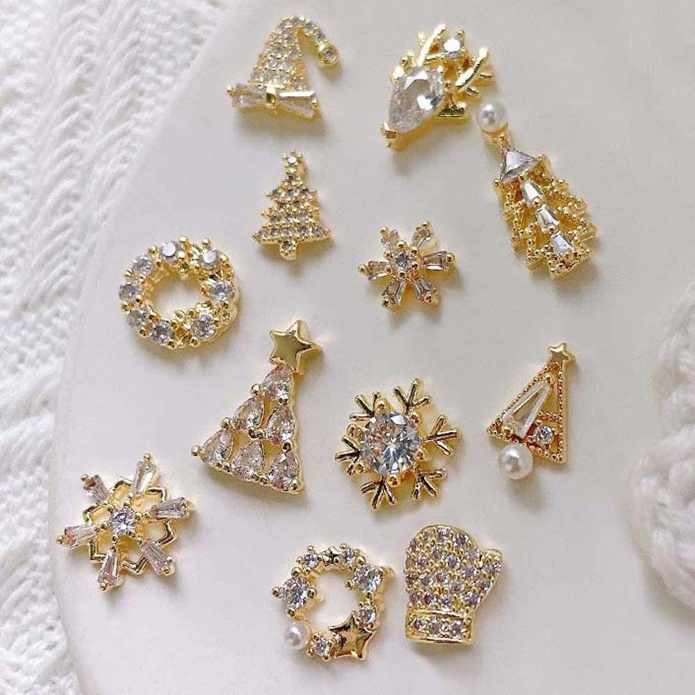 Mxbeauty Ornamen 3D Bentuk Lonceng / Rusa / Santa Claus / Pohon Natal Untuk Dekorasi Nail Art