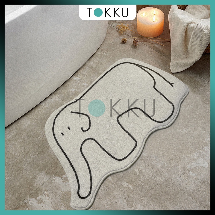 TOKKU Mat / Keset Kaki Bulu 40cmx60cm Gajah Anjing Kucing KARPET KAMAR MANDI KAMAR TIDUR ANTI SLIP LUCU