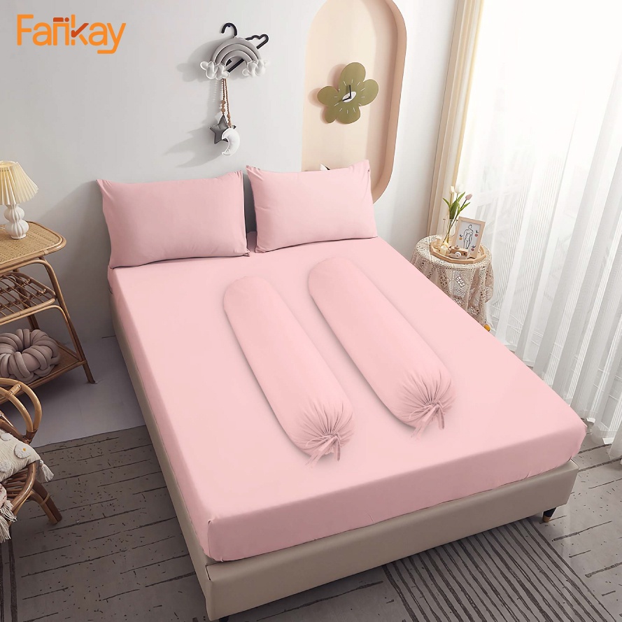 Sprei Polos Pastel Pink Ukuran 100x200 / 140x200 / 160x200 / 180x200 - FANKAY