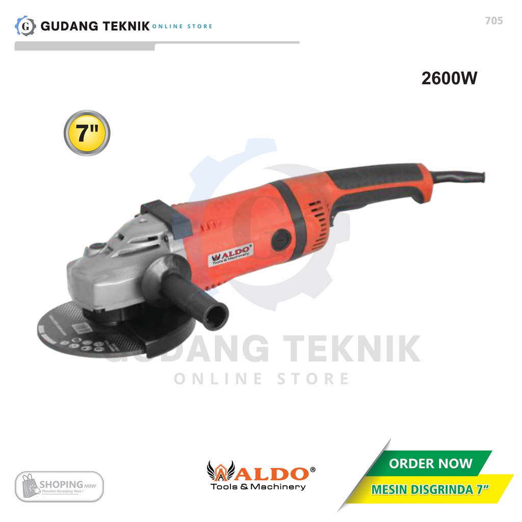 Gerinda Disgrinda 7&quot; 2600W ALDO 705 / Mesin Gerinda Tangan 7Inch ALDO 705 - Gurinda Grinda Listrik ALDO 705