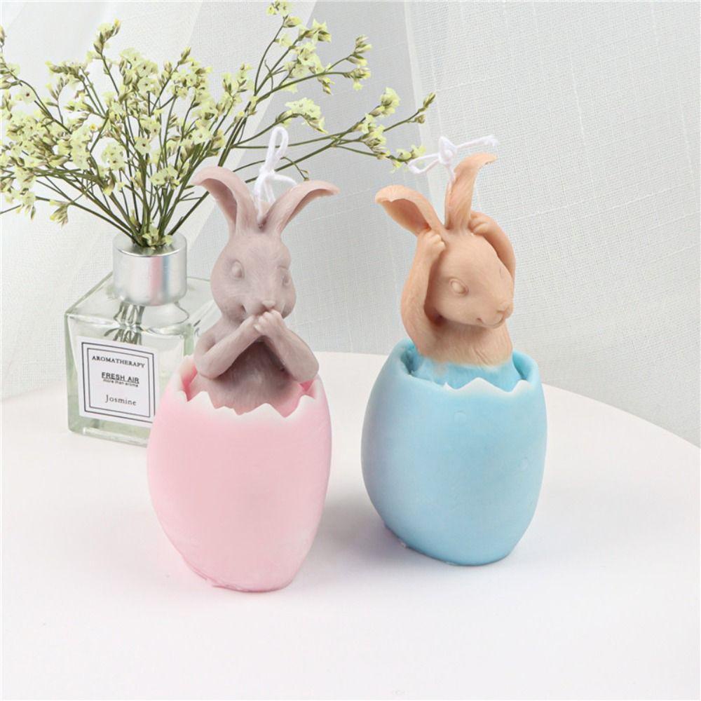 Solighter Eggshell Bunny Candle Cetakan Alat Clay Pesta Gereja Handmade Silicone Mold